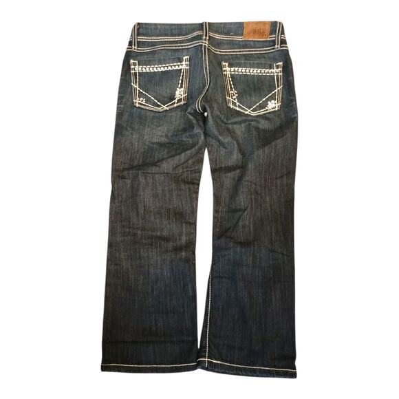 BKE Starlite Women's Capri Jeans Heavy Stitch Dark Wash Bling Embroidery Size 26 - Picture 2 of 9